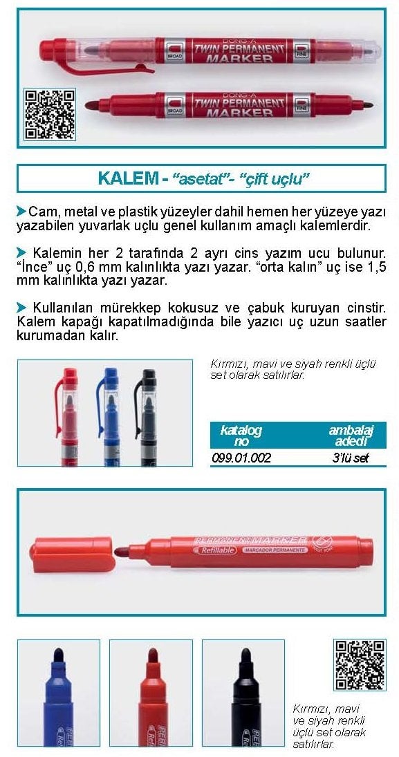 İSOLAB 099.01.002 kalem yazı için çift uçlu